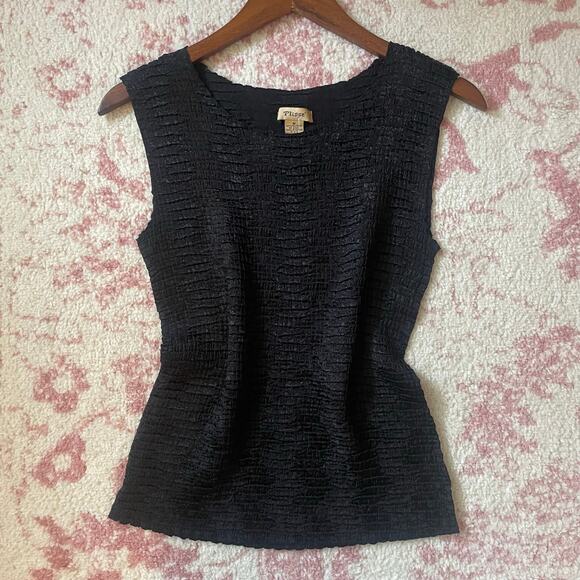 90s Black Funky Textured Whimsygoth Sleeveless Top - Picture 2 of 7